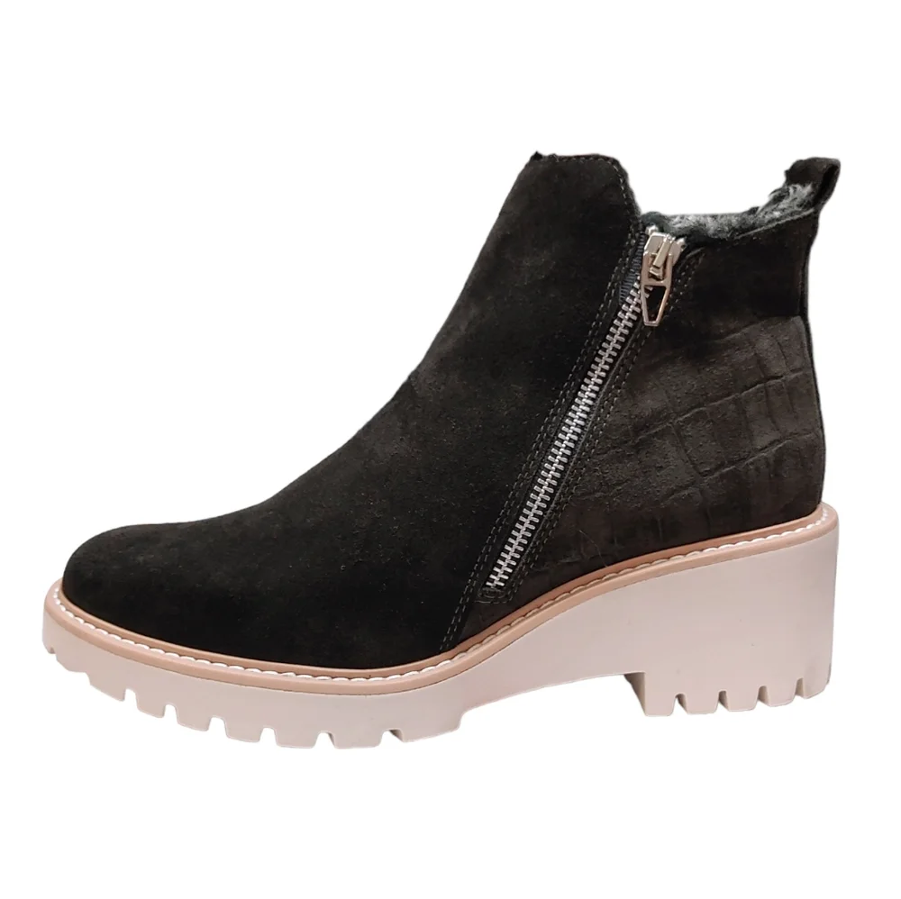 Dolce Vita Hollyn Black Suede Alligator Heel Ankle Booties Women's Size 8.5 - Picture 8 of 8